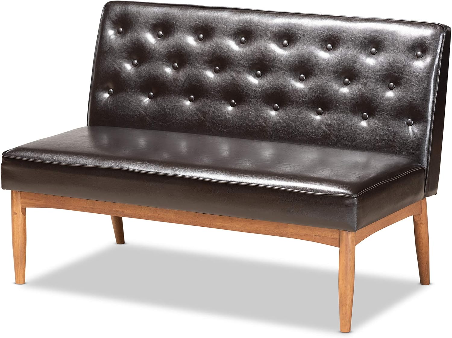 Dark Brown Faux Leather 2pc Banquette Set