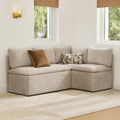 Khaki Fabric 4-Seat L-Shaped Storage Banquette