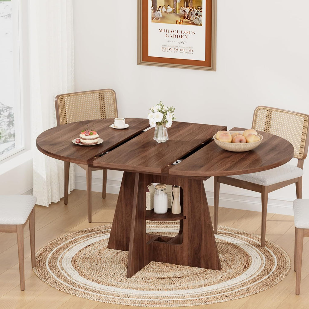 Walnut 43-59" Extendable Oval Dining Table
