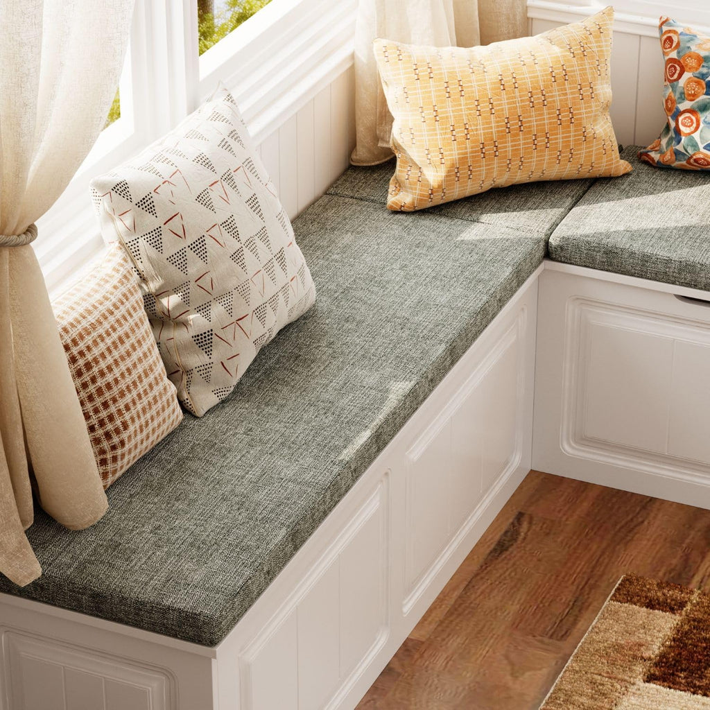 White Grey L-Shaped Storage Corner Bench