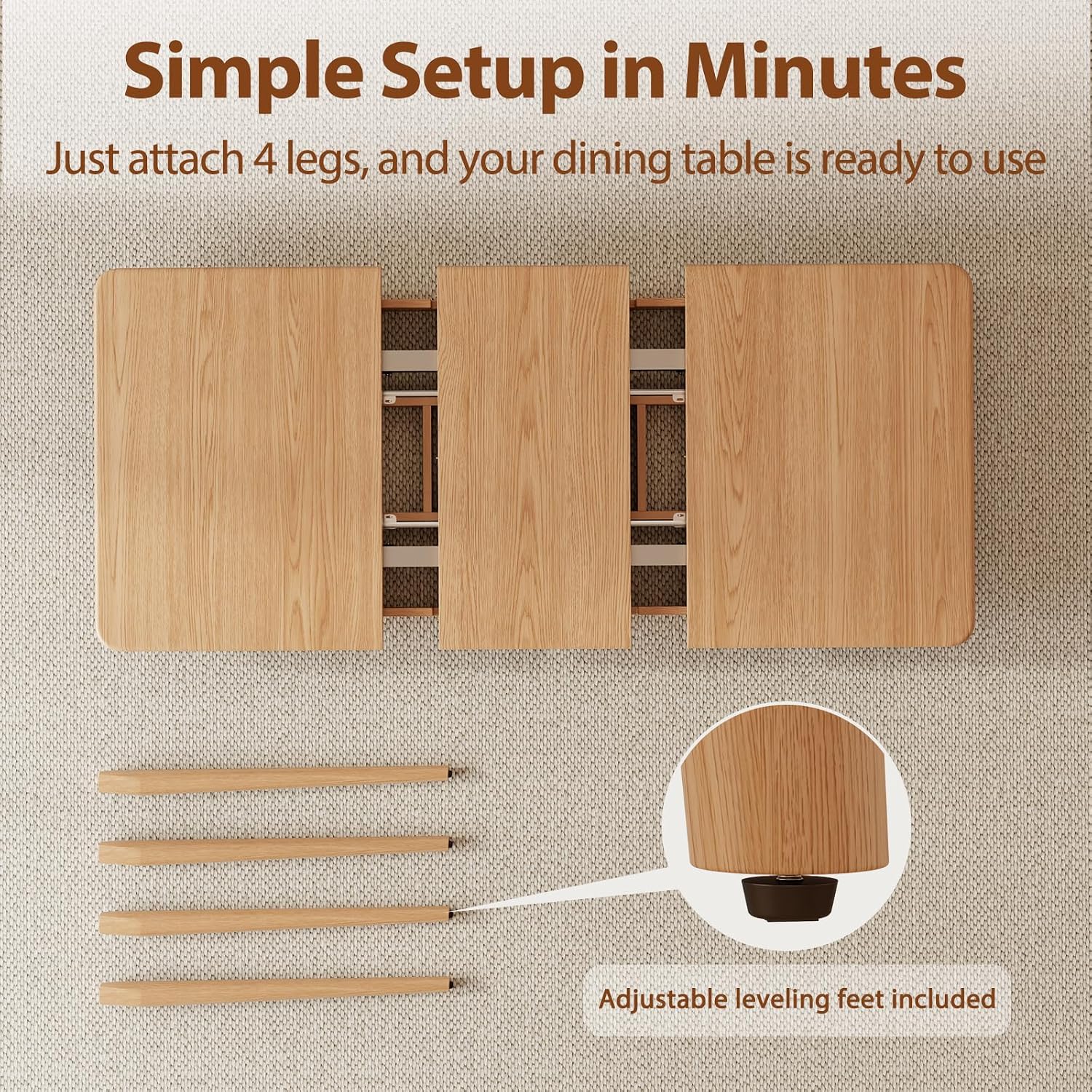 Natural Solid Wood Extendable Table