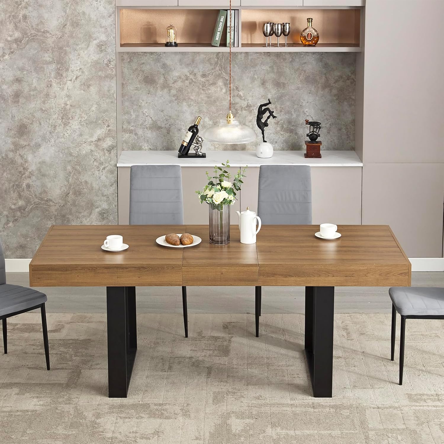 Walnut Extendable Farmhouse Dining Table