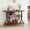 Rustic Wood Farmhouse Rolling Bar Cart
