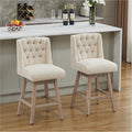 26" Linen Swivel Counter Height Bar Stools Set of 2