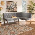 Grey Velvet 2pc Dining Banquette Set