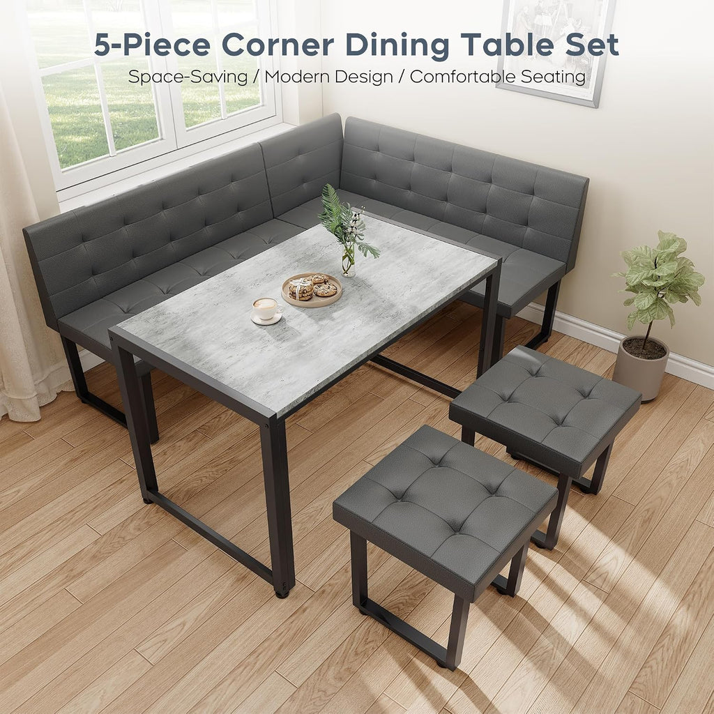 Grey 5pc Corner Dining Nook Set