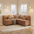 Brown Pet-Friendly Faux Leather 5-Seat L-Shaped Banquette