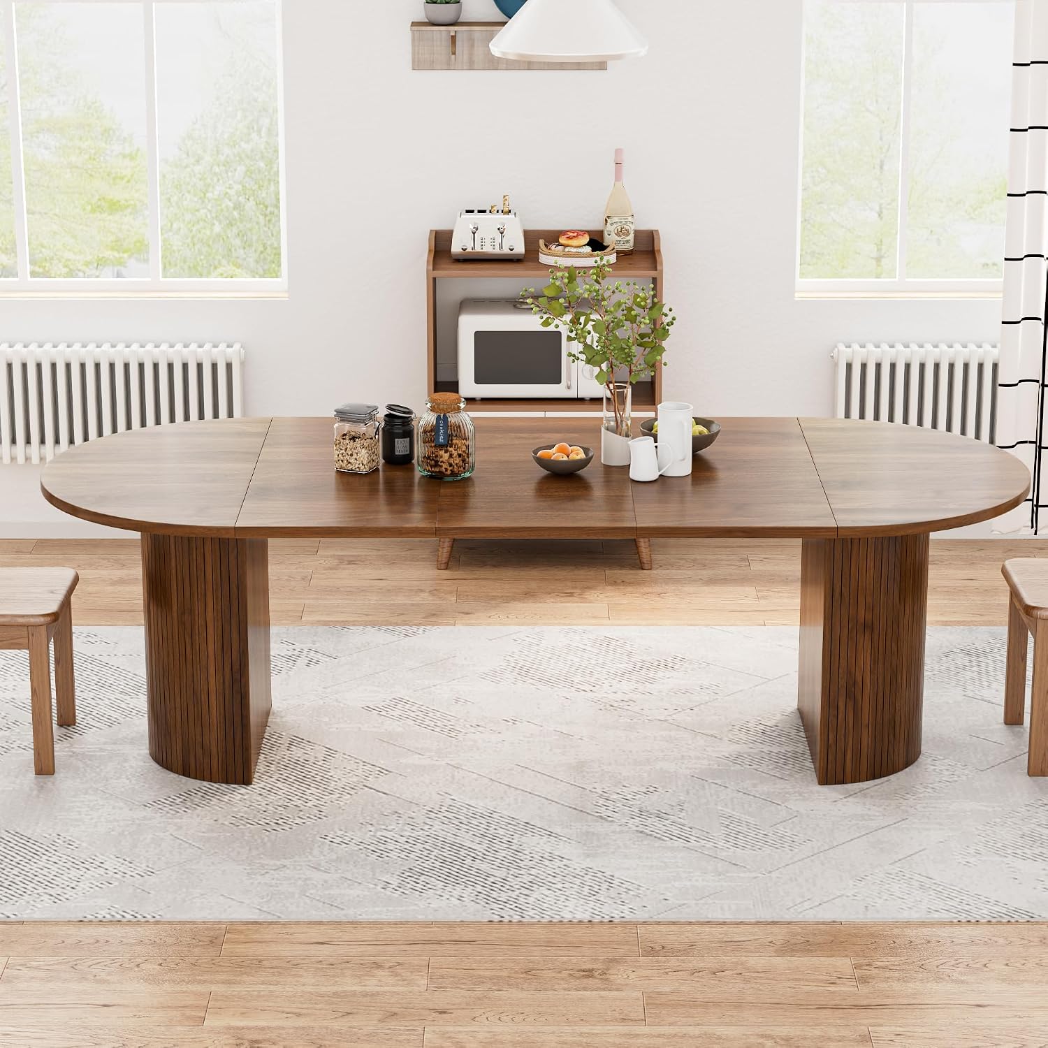Brown Extendable Oval Dining Table