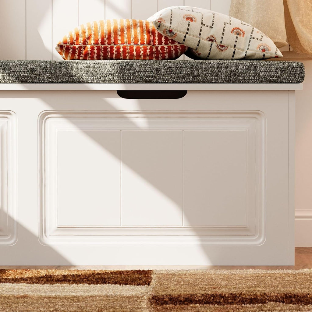 White Grey L-Shaped Storage Corner Bench