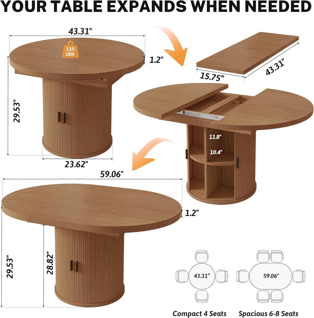 Walnut Solid Wood Extendable Dining Table