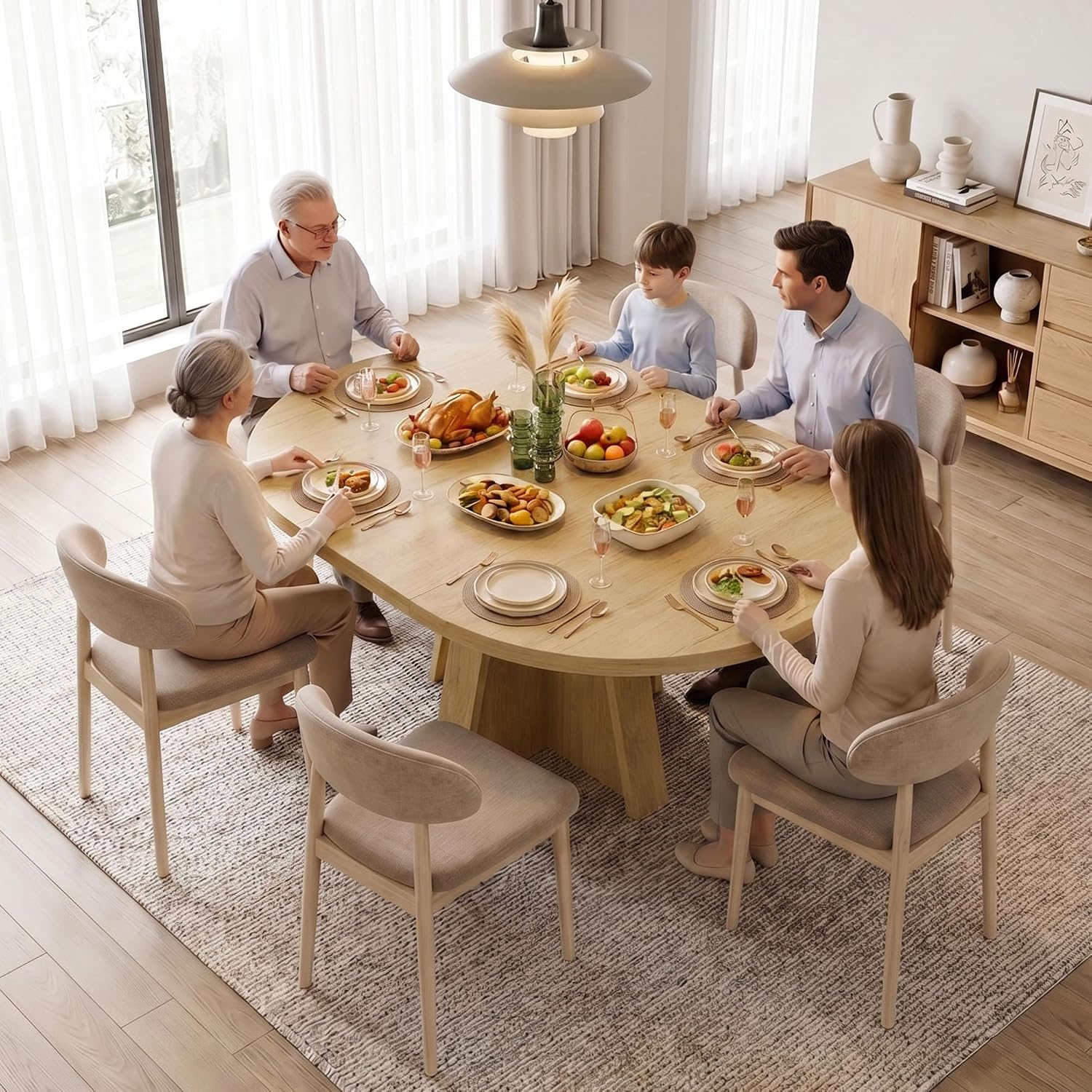 Natural Wooden Extendable Table