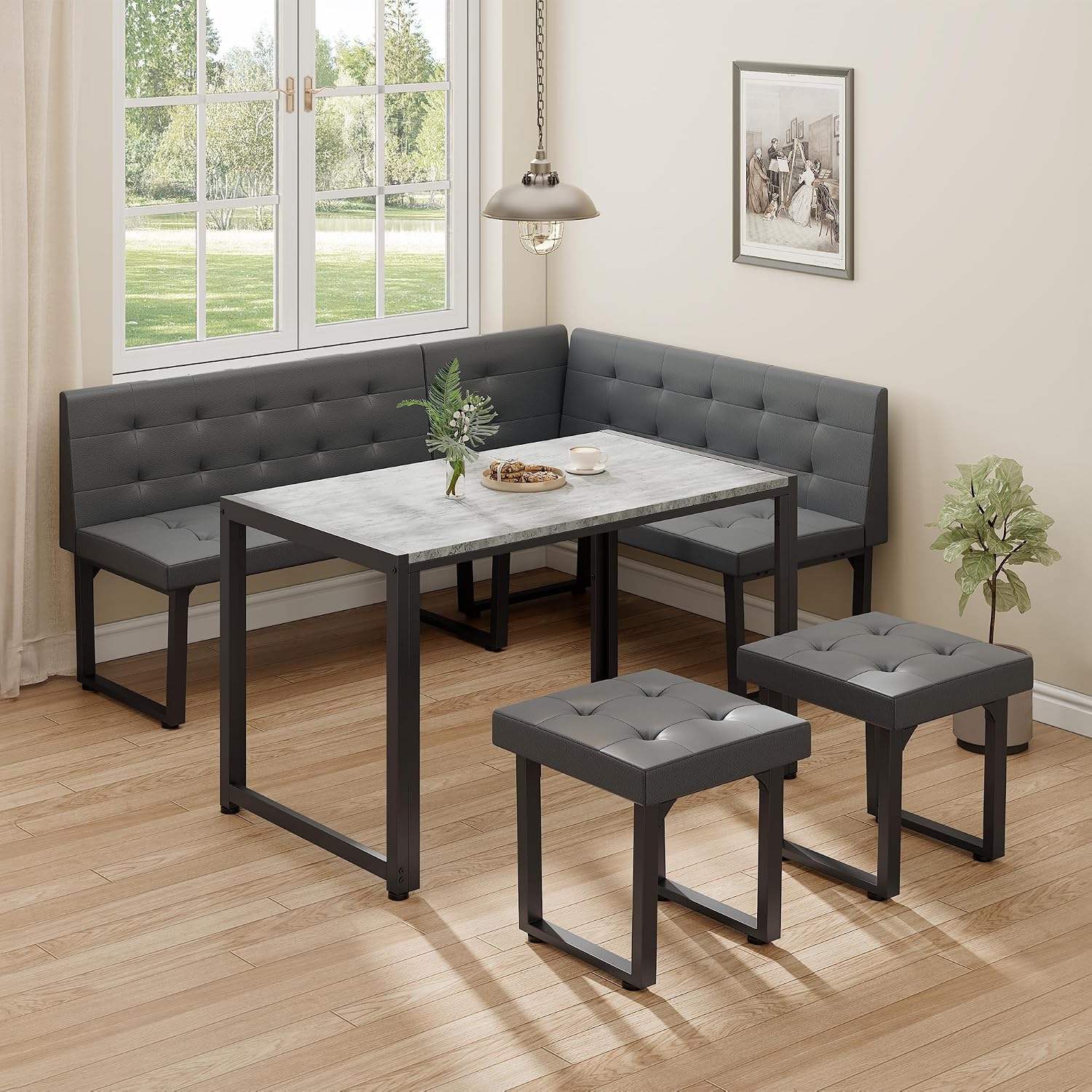 Grey 5pc Corner Dining Nook Set