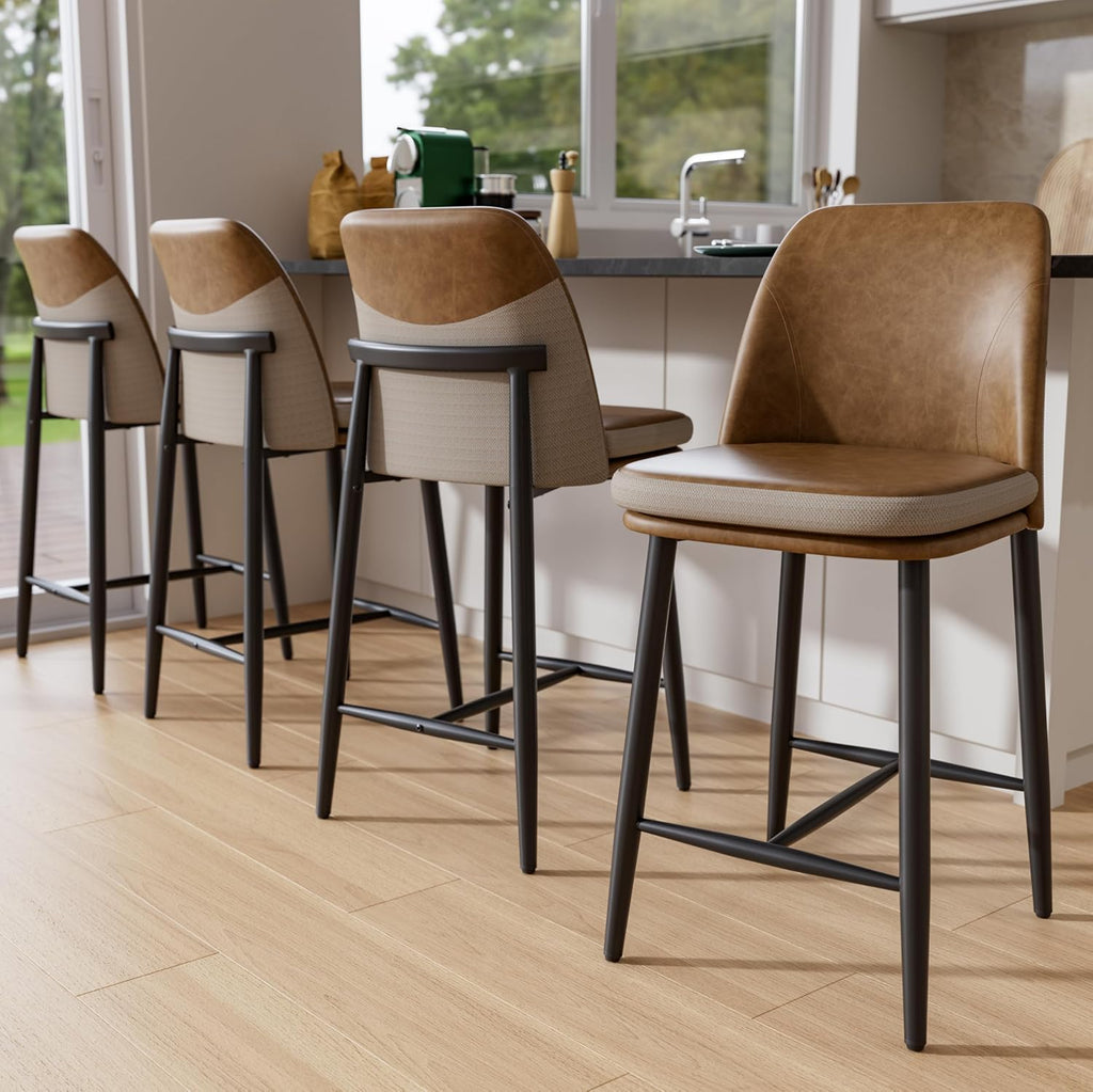 Brown 26 Inch Counter Bar Stools Set of 4