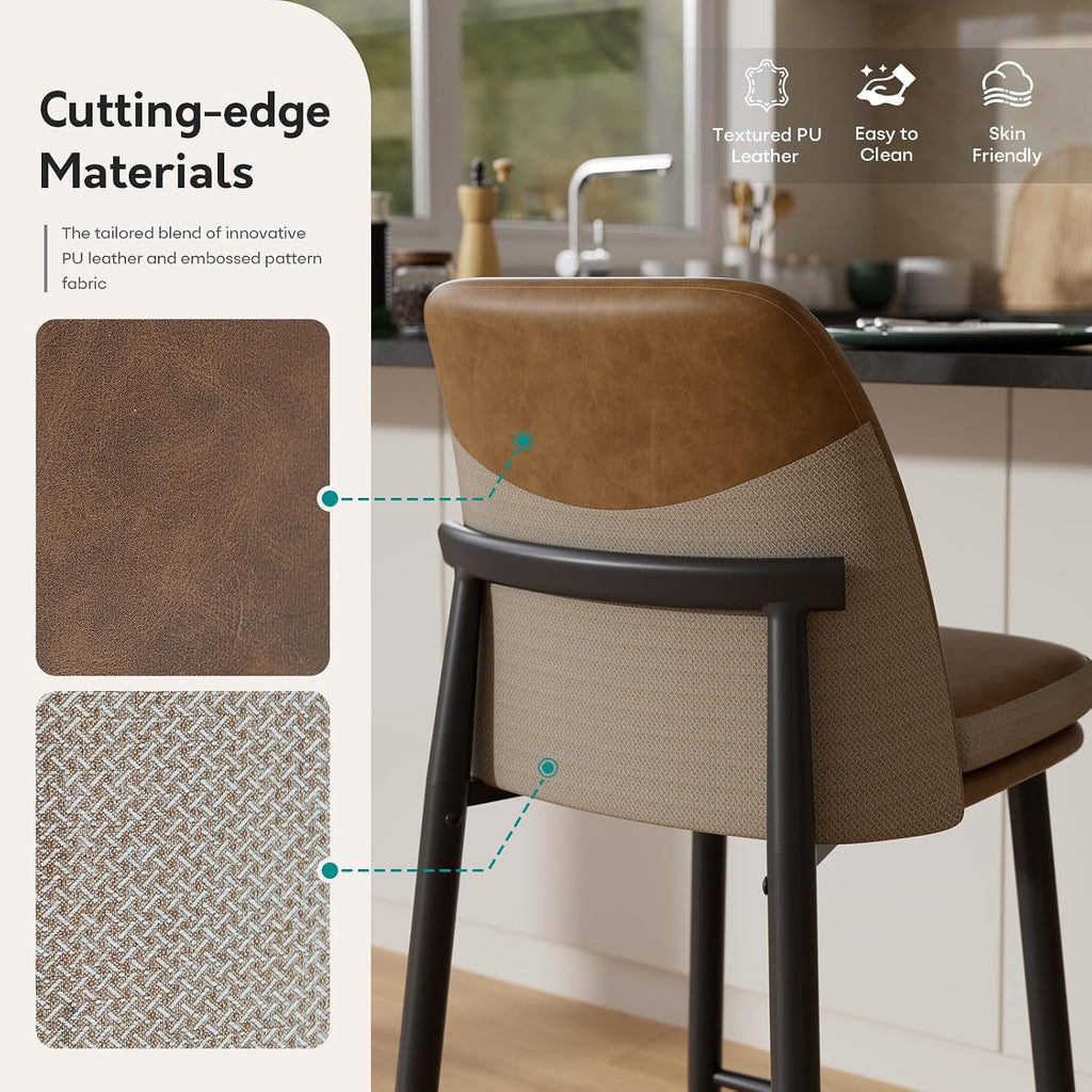 Brown 26 Inch Counter Bar Stools Set of 4