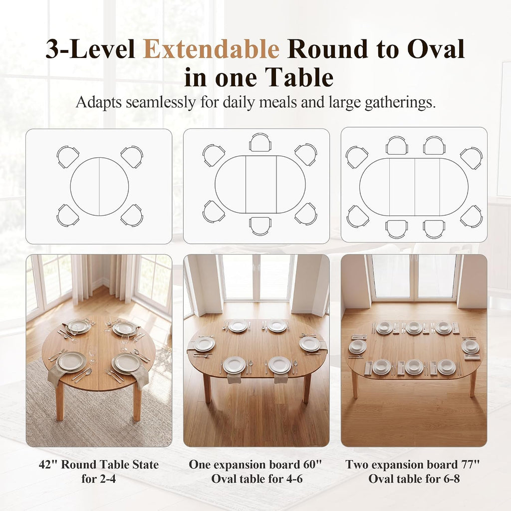 Natural Oak Veneer Extendable Dining Table
