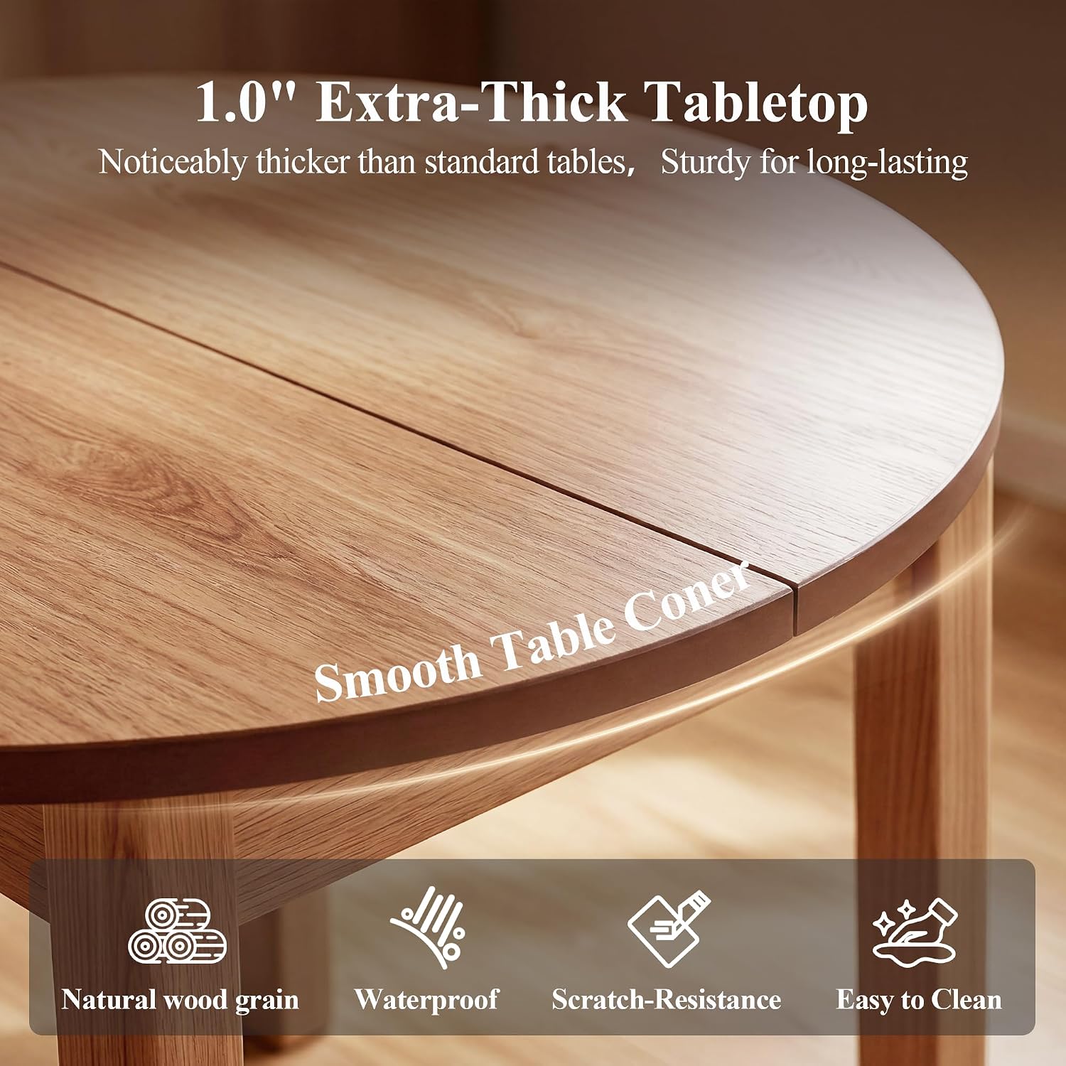 Natural Oak Veneer Extendable Dining Table