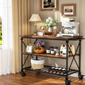 Rustic Brown Rolling Kitchen Island Cart