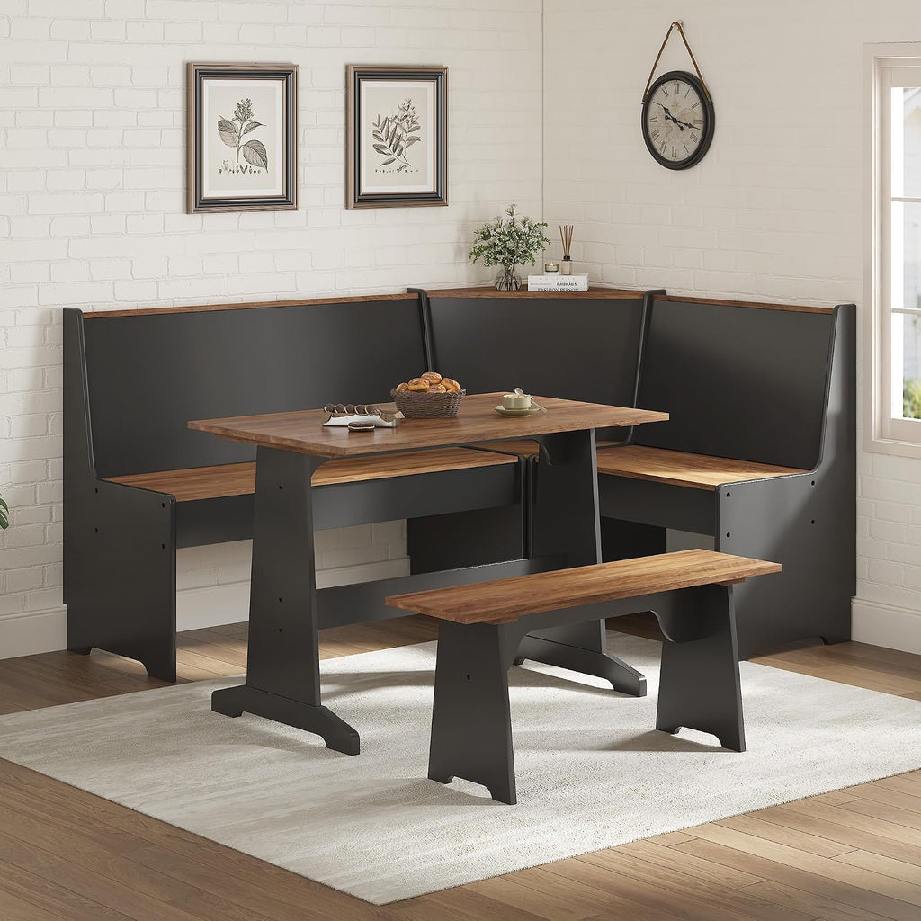 Black Oak 3pc Storage Dining Nook Set