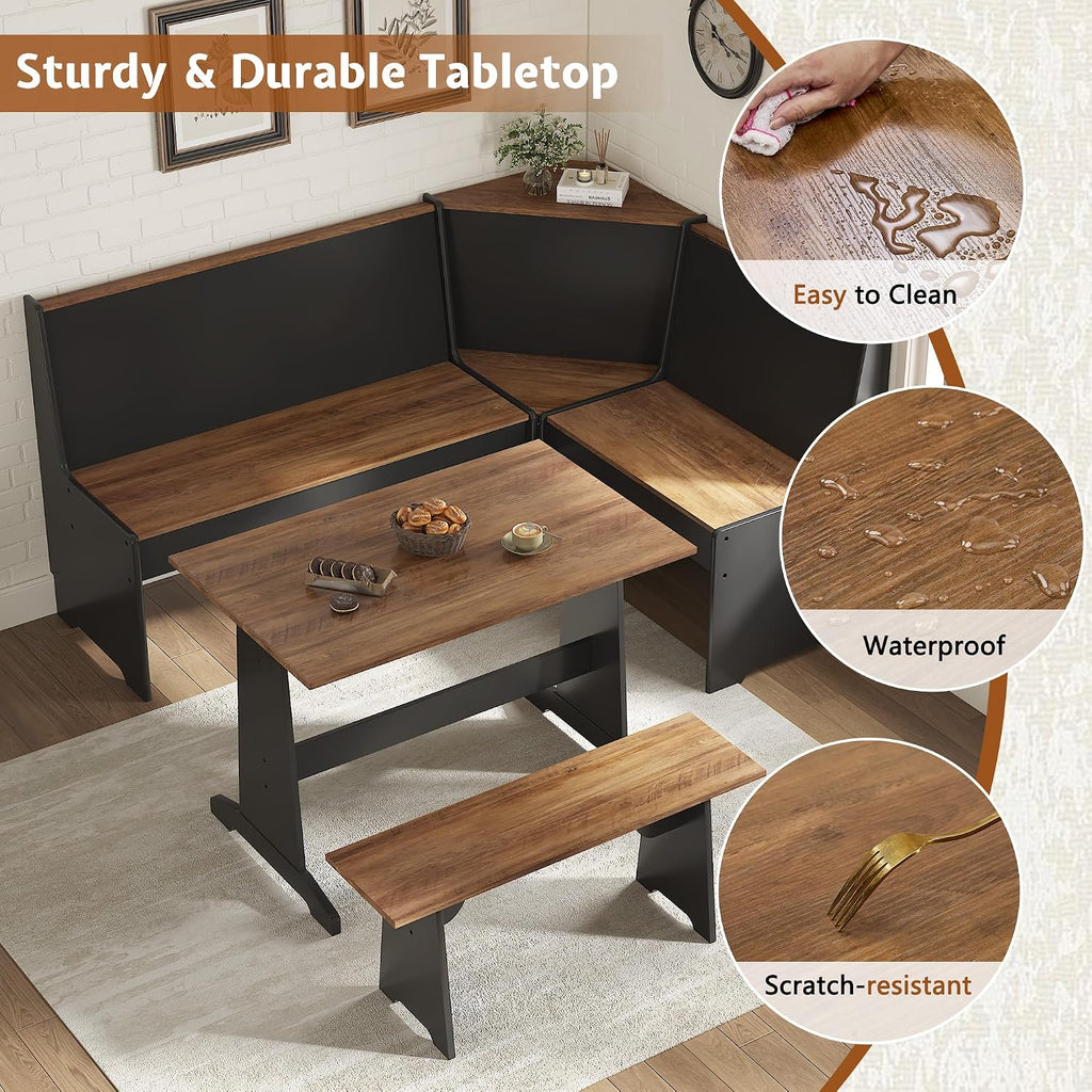 Black Oak 3pc Storage Dining Nook Set
