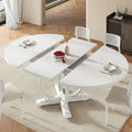 White 59" Extendable Round Oval Dining Table