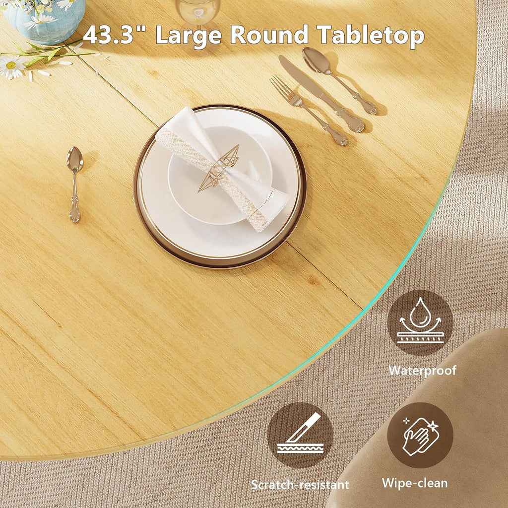 Natural Extendable Round Dining Table