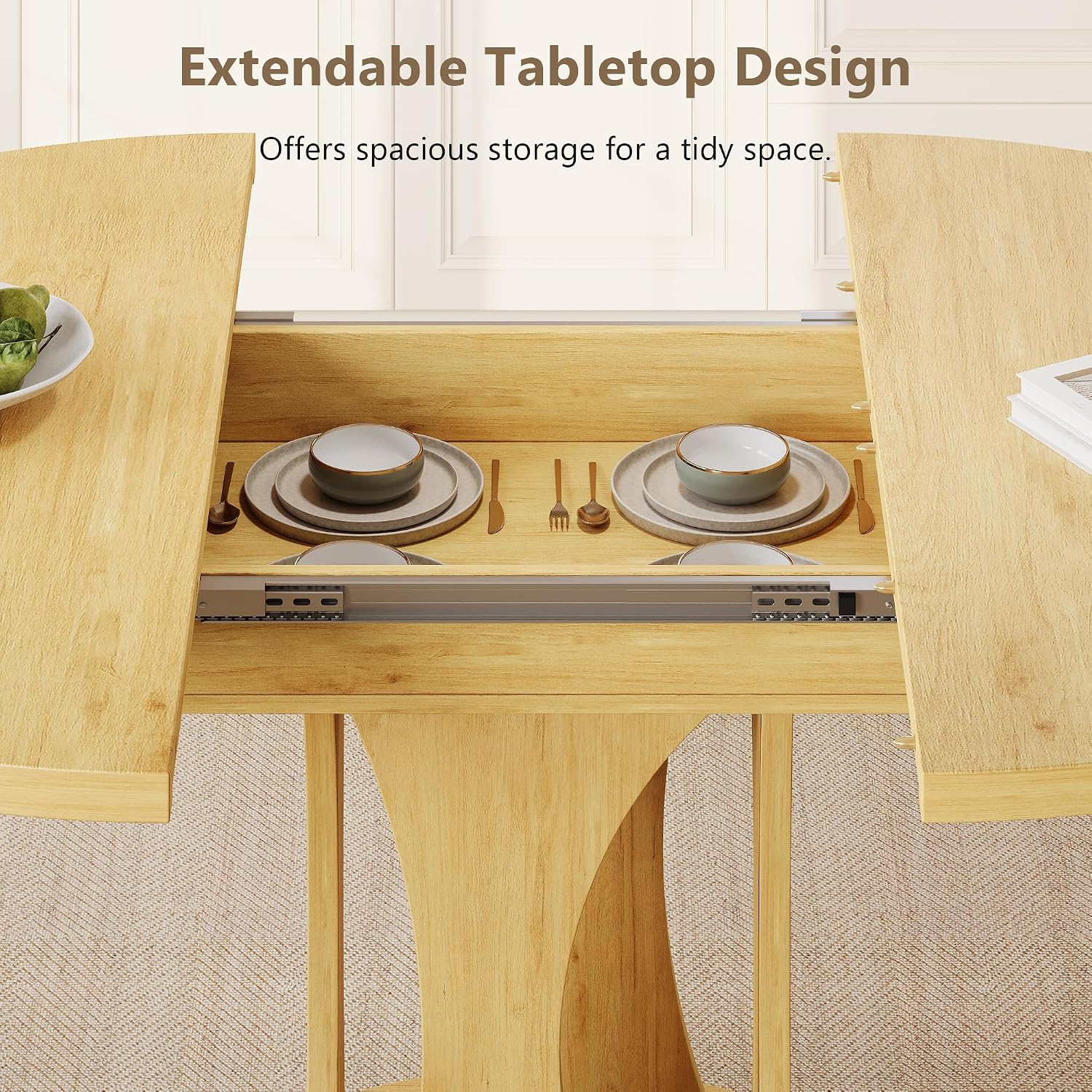 Natural Extendable Round Dining Table