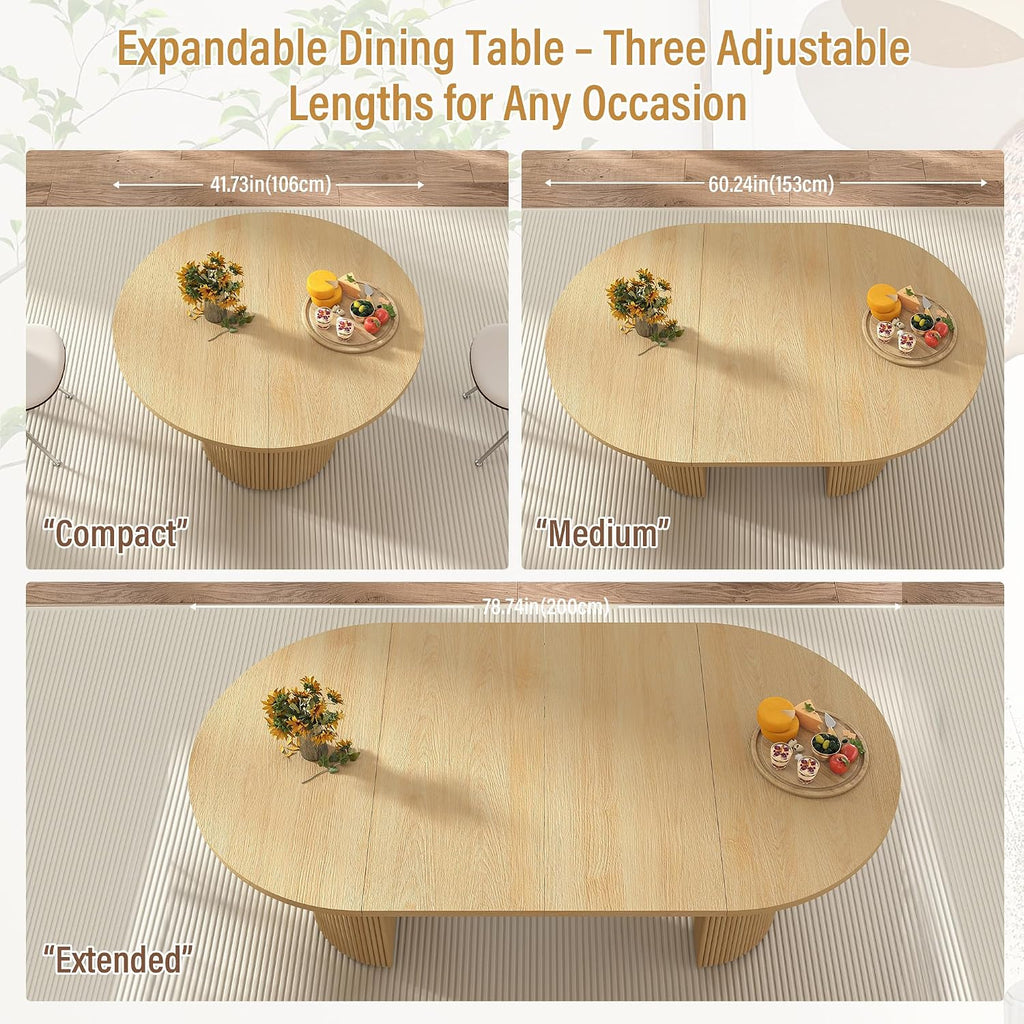 Natural Fluted Extendable Dining Table