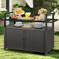 Dark Brown Rolling Outdoor Storage Cabinet