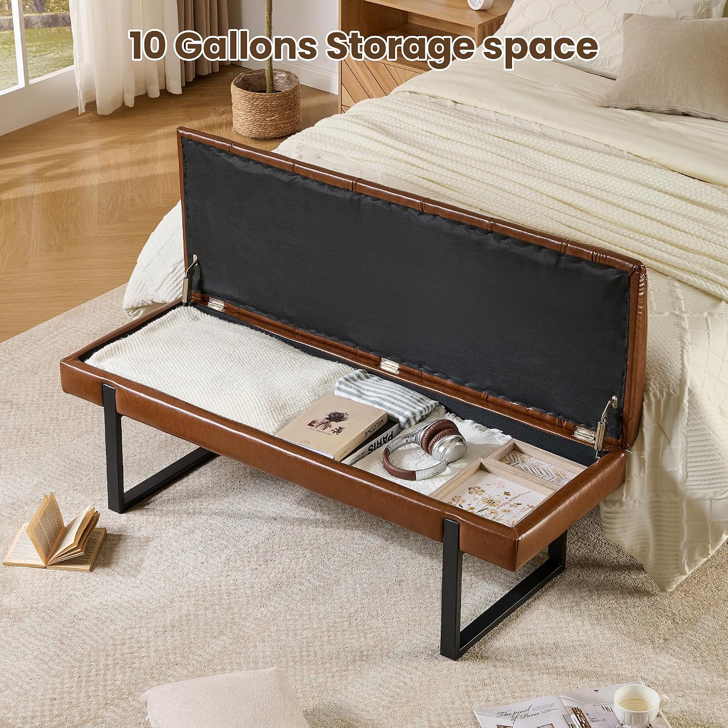 Faux Leather L-Shaped Storage Dining Bench
