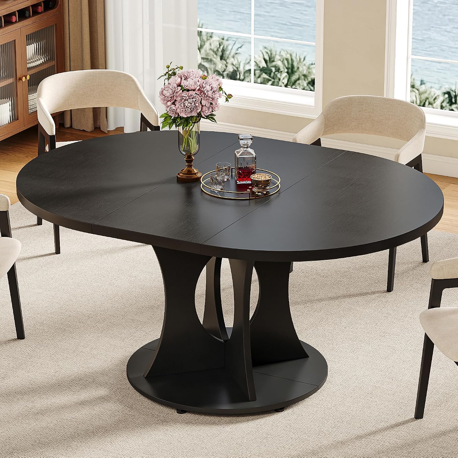 Black Wooden Extendable Dining Table