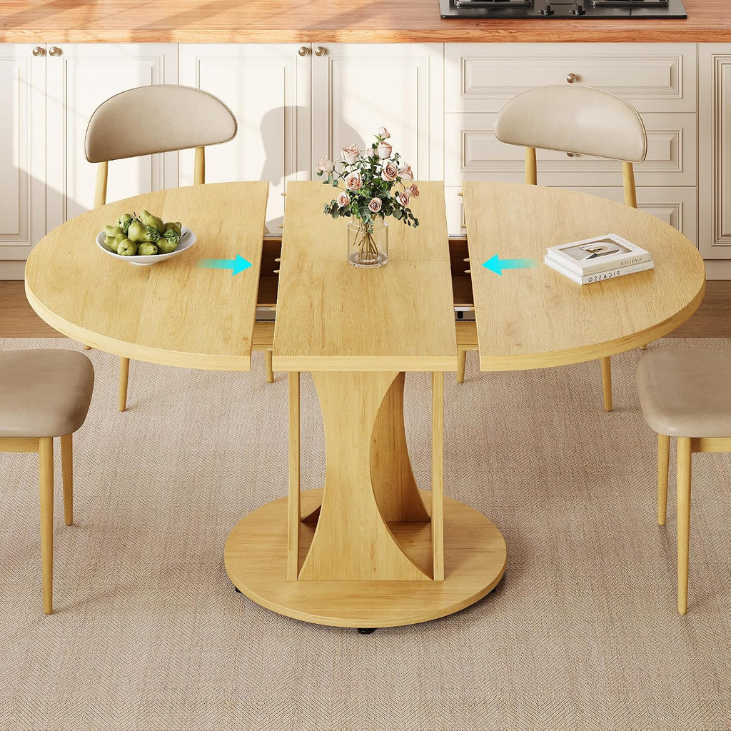 Natural Extendable Round Dining Table