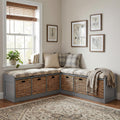 Grey L-Shaped Storage Corner Bench