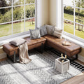 Faux Leather L-Shaped Storage Nook Bench