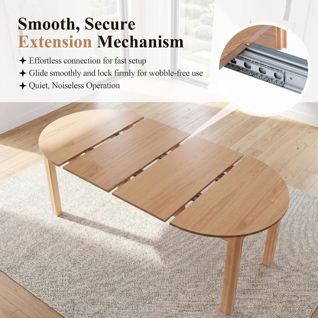 Natural Oak Veneer Extendable Dining Table