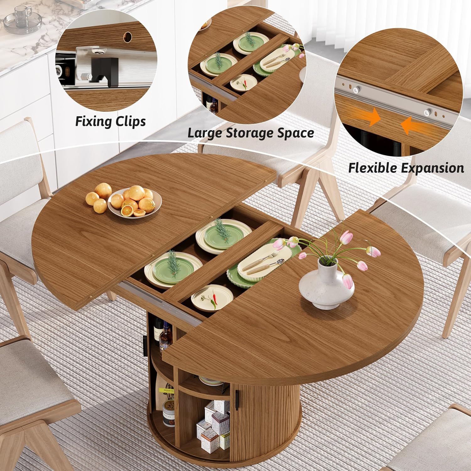 Walnut Solid Wood Extendable Dining Table