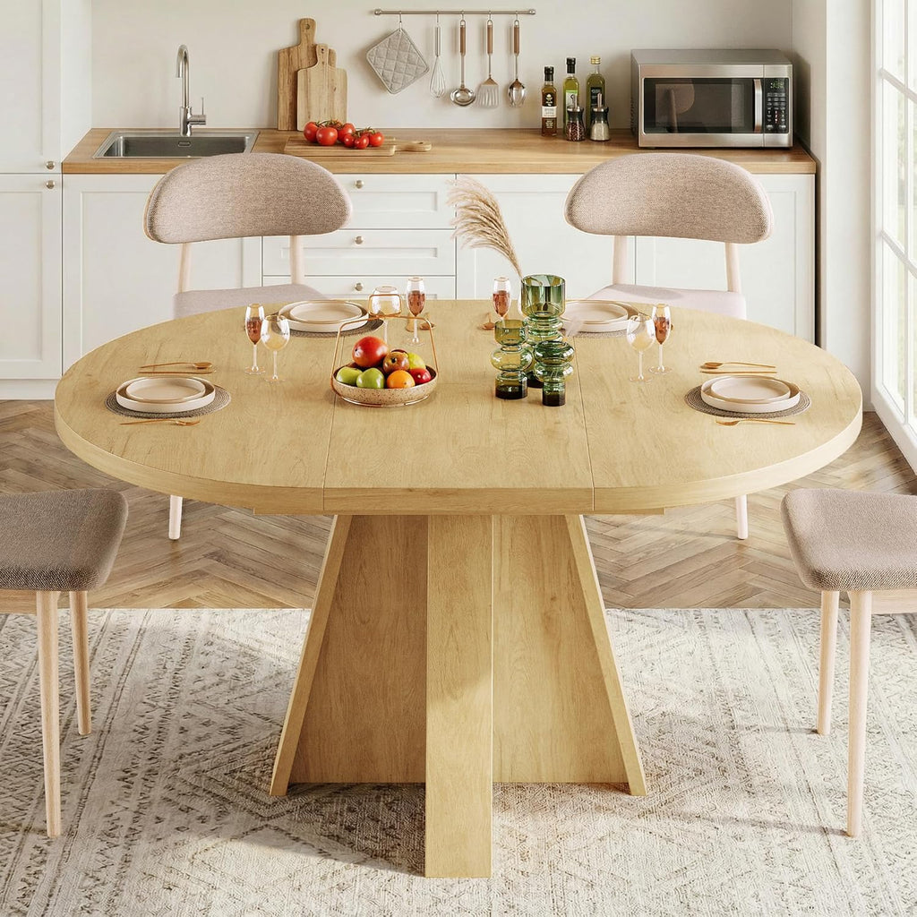 Natural Wooden Extendable Table
