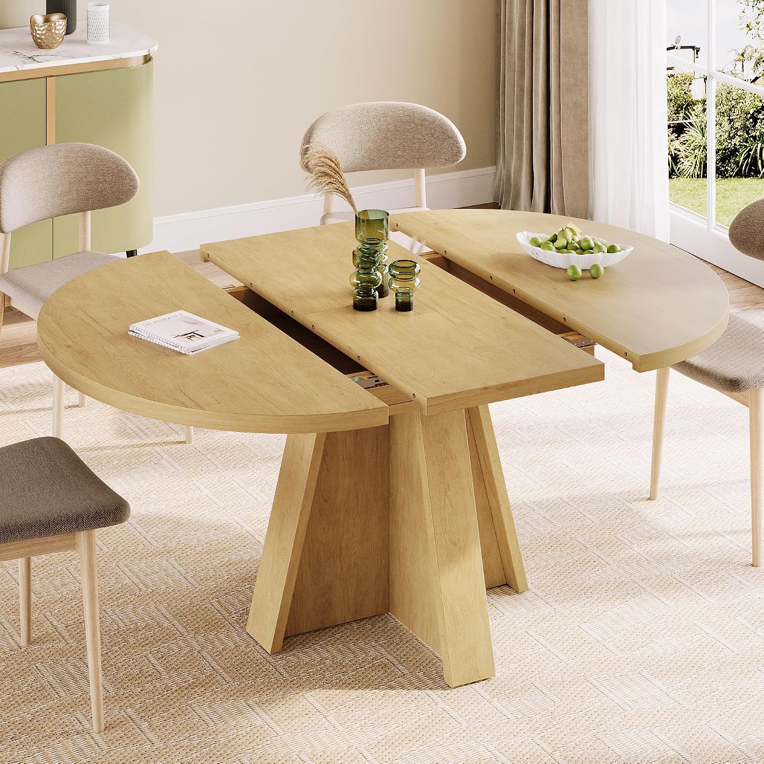 Natural Wooden Extendable Table