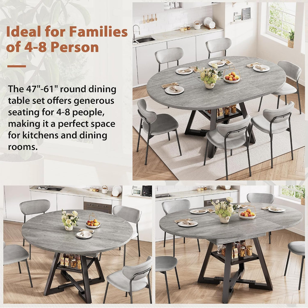 Grey Extendable Oval Dining Table