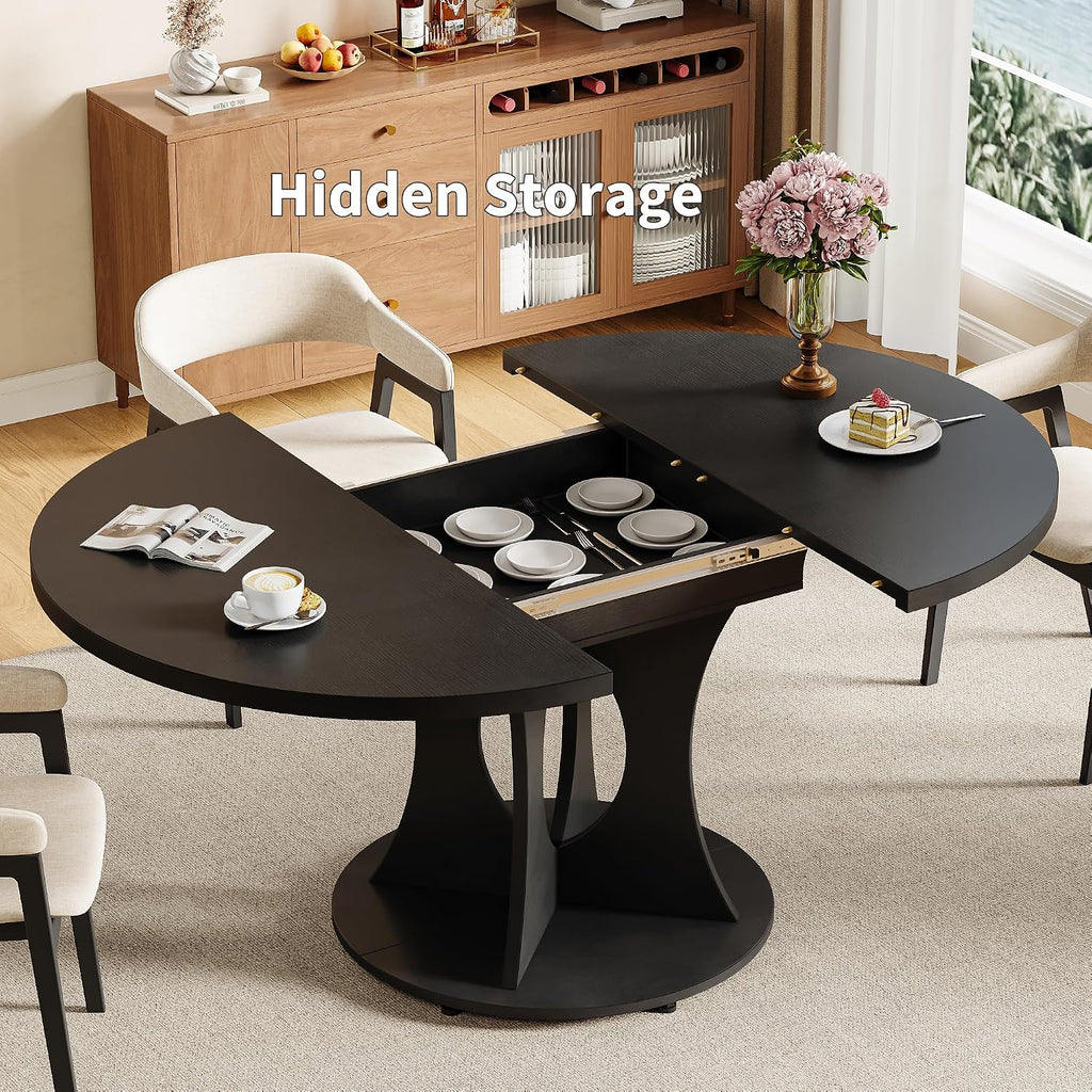 Black Wooden Extendable Dining Table