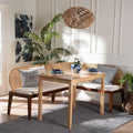 Boho Rattan 3pc Dining Nook Set
